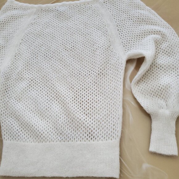 REISS Laurie Open-Knit Alpaca-Wool Blend Women's Off Shoulder Sweater Size XS - Picture 6 of 11